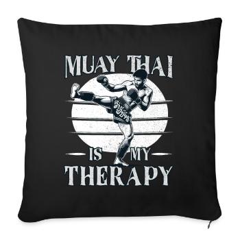 Boxe Muay Thaï, Boxeur Thaïlandais, Boxe Thaïlandaise - Housse de coussin décorative 45 x 45 cm - noir - Devant