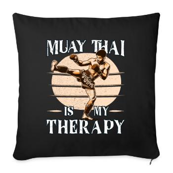 Boxe Muay Thaï, Boxeur Thaïlandais, Boxe Thaïlandaise - Housse de coussin décorative 45 x 45 cm - noir - Devant