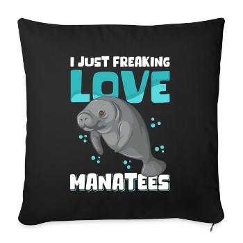 Lamantin lamantin lamantin cadeau - Housse de coussin décorative 45 x 45 cm - noir - Devant