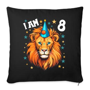 I'm 8 Years Old Lion Leo 8th Birthday - Sofa pillowcase 17,3'' x 17,3'' (45 x 45 cm) - black - Front