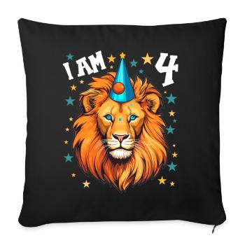 I'm 4 Years Old Leo Leo 4th Birthday - Sofa pillowcase 17,3'' x 17,3'' (45 x 45 cm) - black - Front