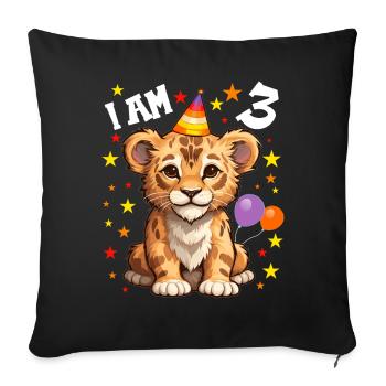 J’ai 3 ans Lion Lion 3ème anniversaire - Housse de coussin décorative 45 x 45 cm - noir - Devant