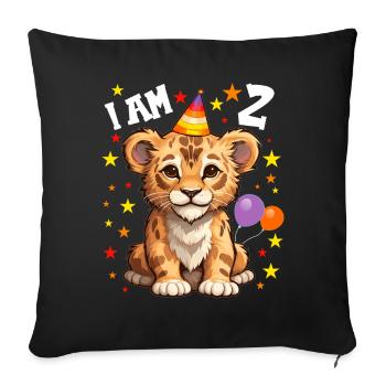 I'm 2 Years Old Lion Leo 2nd Birthday - Sofa pillowcase 17,3'' x 17,3'' (45 x 45 cm) - black - Front