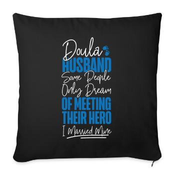 Doula Travailleuse à la naissance Mari Femme - Housse de coussin décorative 45 x 45 cm - noir - Devant