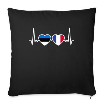 Estonie France Heartbeat Flag Este - Housse de coussin décorative 45 x 45 cm - noir - Devant
