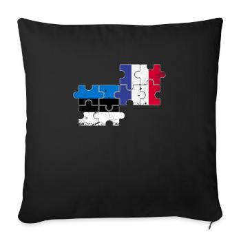 Estonie France Vintage Drapeau Français Este - Housse de coussin décorative 45 x 45 cm - noir - Devant