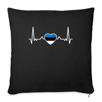 Estonia Heartbeat Estonian Flag Este - Sofa pillowcase 17,3'' x 17,3'' (45 x 45 cm) - black - Front