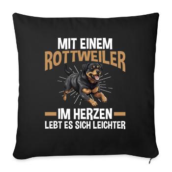 Dog Rottweiler - Sofa pillowcase 17,3'' x 17,3'' (45 x 45 cm) - black - Front