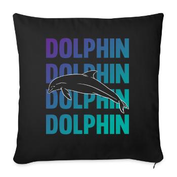 Dolphin Contour Typography Style - Sofa pillowcase 17,3'' x 17,3'' (45 x 45 cm) - black - Front