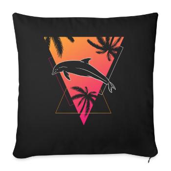 Rétro Dauphin Tropiques Dream Graphique - Housse de coussin décorative 45 x 45 cm - noir - Devant