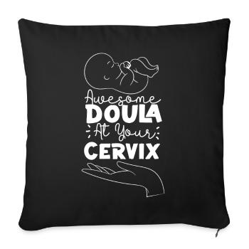Doula Travailleuse à La Naissance Jeu De Mots Léopard - Housse de coussin décorative 45 x 45 cm - noir - Devant
