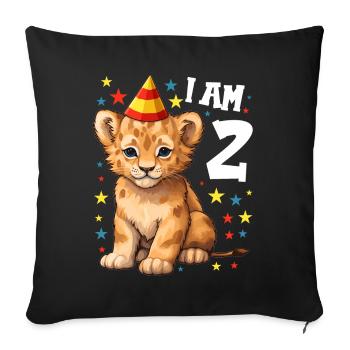 I'm 2 Years Old Lion Leo 2nd Birthday - Sofa pillowcase 17,3'' x 17,3'' (45 x 45 cm) - black - Front