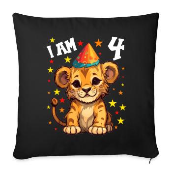 I'm 4 Years Old Leo Leo 4th Birthday - Sofa pillowcase 17,3'' x 17,3'' (45 x 45 cm) - black - Front