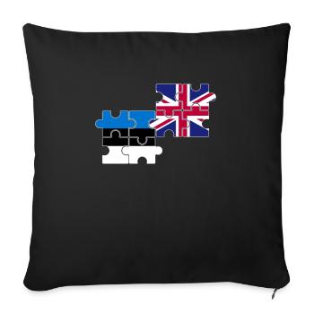 Estonie Royaume-Uni Drapeau Estonien britannique - Housse de coussin décorative 45 x 45 cm - noir - Devant
