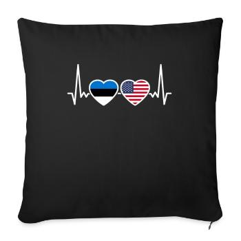 Estonia USA Heartbeat Flag Estonian - Sofa pillowcase 17,3'' x 17,3'' (45 x 45 cm) - black - Front