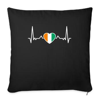 Côte d’Ivoire coeur battement Drapeau ivoirien Ivoirien - Housse de coussin décorative 45 x 45 cm - noir - Devant