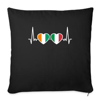 Côte d’Ivoire Italie Heartbeat Flag Ivoirien - Housse de coussin décorative 45 x 45 cm - noir - Devant