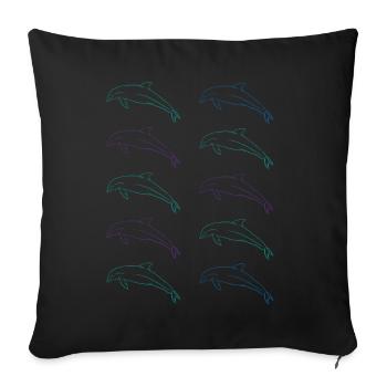 School of Dolphins Freedom of the Sea Gift - Sofa pillowcase 17,3'' x 17,3'' (45 x 45 cm) - black - Front