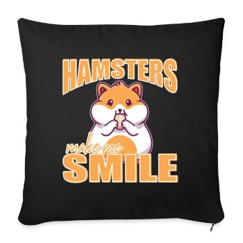Les hamsters me font sourire Amoureux des hamsters Propriétaires d’animaux - Housse de coussin décorative 45 x 45 cm - noir - Devant