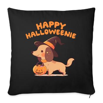 Happy Halloweenie Funny Dachshund Dog Trick Or Tre - Sofakissenbezug 45 x 45 cm - Schwarz - Vorne