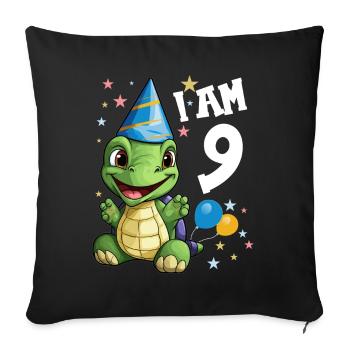 I'm 9 Turtles Turtle 9th Birthday - Sofa pillowcase 17,3'' x 17,3'' (45 x 45 cm) - black - Front