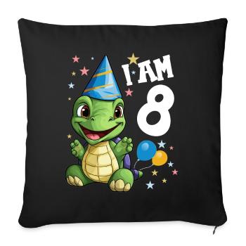 I'm 8 Turtles Turtle 8th Birthday - Sofa pillowcase 17,3'' x 17,3'' (45 x 45 cm) - black - Front