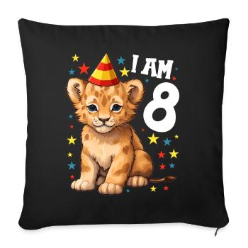 I'm 8 Years Old Lion Leo 8th Birthday - Sofa pillowcase 17,3'' x 17,3'' (45 x 45 cm) - black - Front
