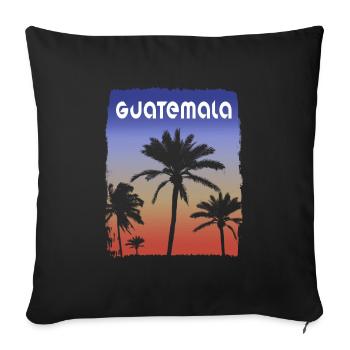 Guatemala coucher de soleil vacances souvenir palmier - Housse de coussin décorative 45 x 45 cm - noir - Devant