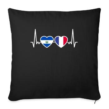 El Salvador Frankreich Herzschlag Flagge - Sofakissenbezug 45 x 45 cm - Schwarz - Vorne