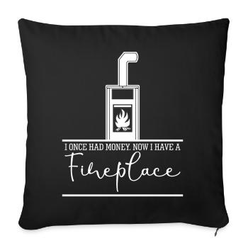 Fireplace Firewood Stove Oven - Sofa pillowcase 17,3'' x 17,3'' (45 x 45 cm) - black - Front