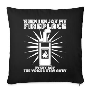 Fireplace Firewood Oven Stove - Sofa pillowcase 17,3'' x 17,3'' (45 x 45 cm) - black - Front