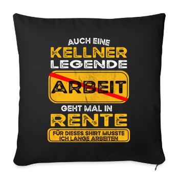 Kellner lustiges Rente Pension - Sofakissenbezug 45 x 45 cm - Schwarz - Vorne