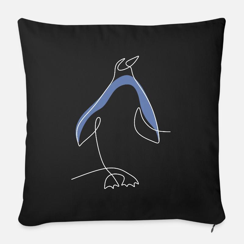 One Line Königspinguin Kaiserpinguin Seevogel - Sofakissenbezug 45 x 45 cm - Schwarz