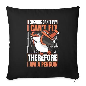Penguins Can't Fly I Can't Fly King Penguin - Sofa pillowcase 17,3'' x 17,3'' (45 x 45 cm) - black - Front
