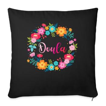 Doula Birth Worker Flower Doula - Sofa pillowcase 17,3'' x 17,3'' (45 x 45 cm) - black - Front