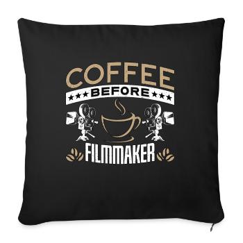 Cinéaste Café Avant Réalisateur Amateur de café - Housse de coussin décorative 45 x 45 cm - noir - Devant