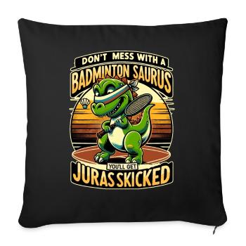 Funny Badminton Saurus – Enfants, Adolescents - Housse de coussin décorative 45 x 45 cm - noir - Devant