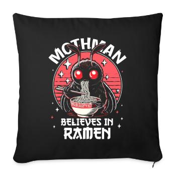 Mothman Believes In Ramen - Sofa pillowcase 17,3'' x 17,3'' (45 x 45 cm) - black - Front
