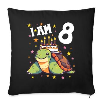 I'm 8 Turtles Turtle 8th Birthday - Sofa pillowcase 17,3'' x 17,3'' (45 x 45 cm) - black - Front