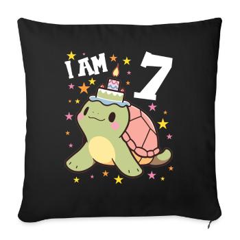 Ich bin 7 Schildkröten Schildkröte 7. Geburtstag - Sofakissenbezug 45 x 45 cm - Schwarz - Vorne