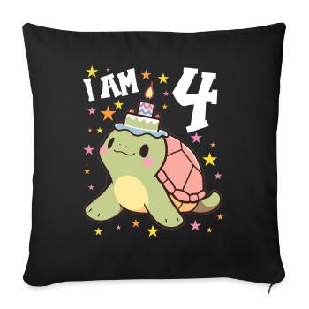 I'm 4 Turtles Turtle 4th Birthday - Sofa pillowcase 17,3'' x 17,3'' (45 x 45 cm) - black - Front