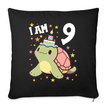 I'm 9 Turtles Turtle 9th Birthday - Sofa pillowcase 17,3'' x 17,3'' (45 x 45 cm) - black - Front