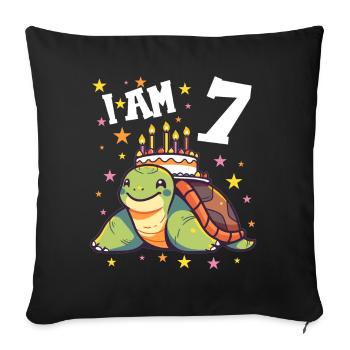 Ich bin 7 Schildkröten Schildkröte 7. Geburtstag - Sofakissenbezug 45 x 45 cm - Schwarz - Vorne