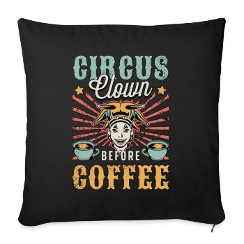 Clown de cirque avant d’aimer l’amateur de café de carnaval - Housse de coussin décorative 45 x 45 cm - noir - Devant