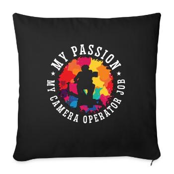 Cadreur Ma passion Ma caméra - Housse de coussin décorative 45 x 45 cm - noir - Devant
