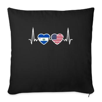 El Salvador USA Vintage Heartbeat Flag - Sofa pillowcase 17,3'' x 17,3'' (45 x 45 cm) - black - Front