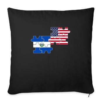 El Salvador États-Unis Drapeau Américain - Housse de coussin décorative 45 x 45 cm - noir - Devant