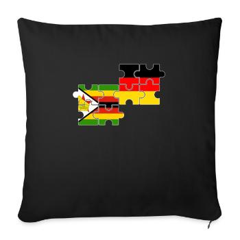 Zimbabwe Allemagne Drapeau Allemand Zimbabwéen - Housse de coussin décorative 45 x 45 cm - noir - Devant