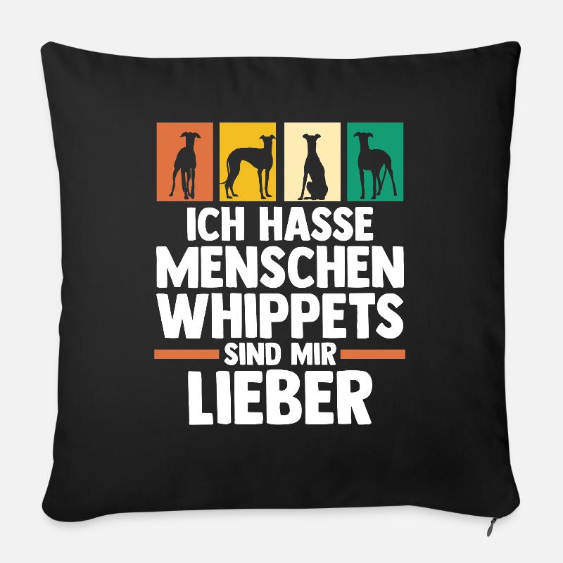 Hund Whippet - Sofakissenbezug 45 x 45 cm - Schwarz