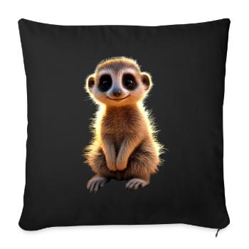Meerkat, Animal Lover, Sweet, Surikate, Mongoose - Sofa pillowcase 17,3'' x 17,3'' (45 x 45 cm) - black - Front